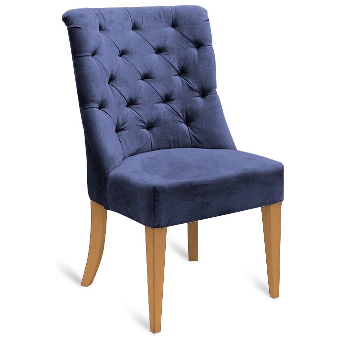 Кресло мягкое с каретной стяжкой синее, орех &quot;Шейл&quot;