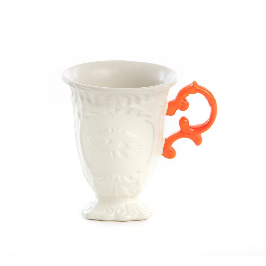 Кружка фарфоровая белая, оранжевая I-Mug