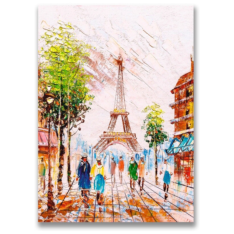 Картина на холсте 50Х70 см бежевая &quot;Парижские улочки&quot;