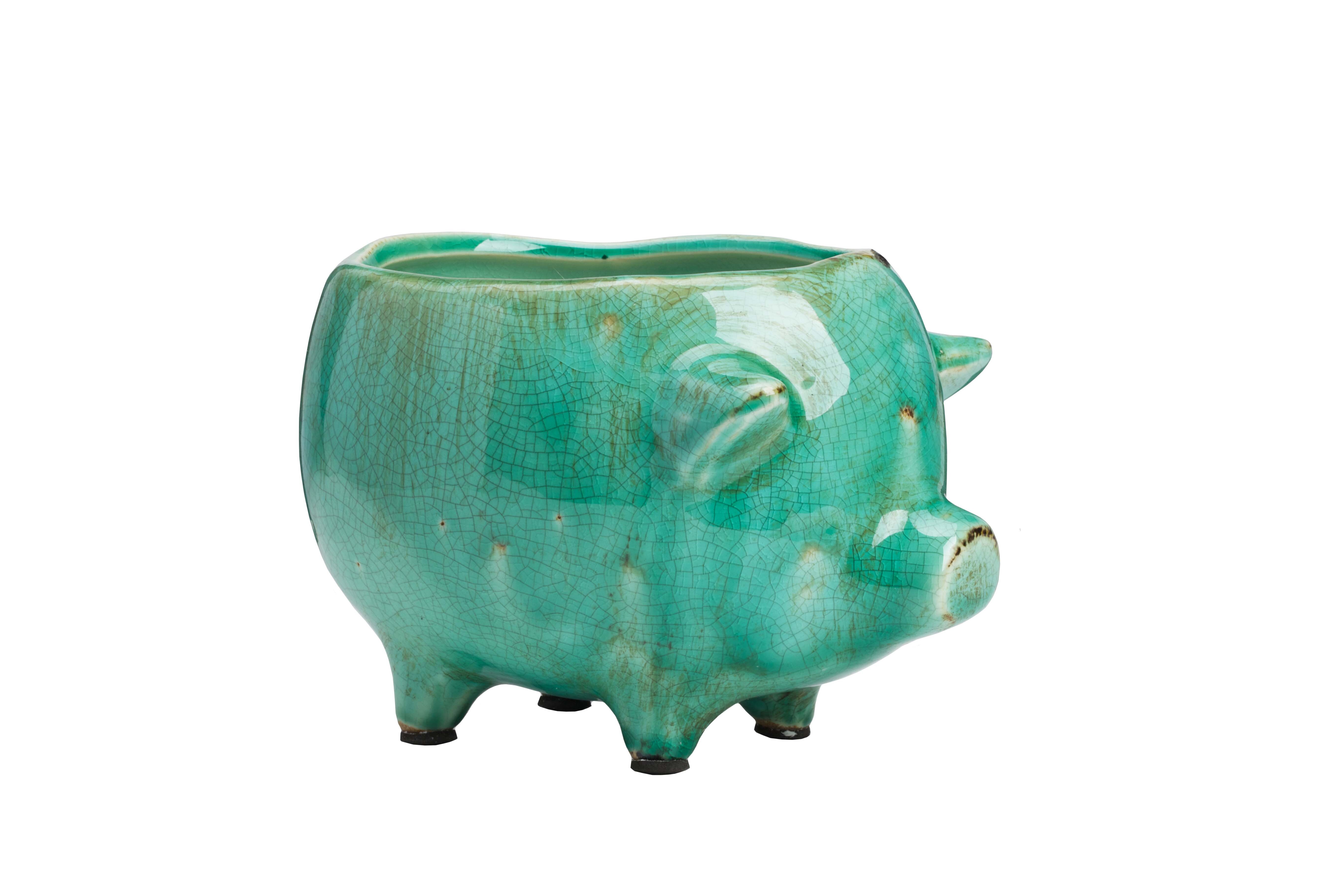 Цветочный горшок голубой Pig Planter 