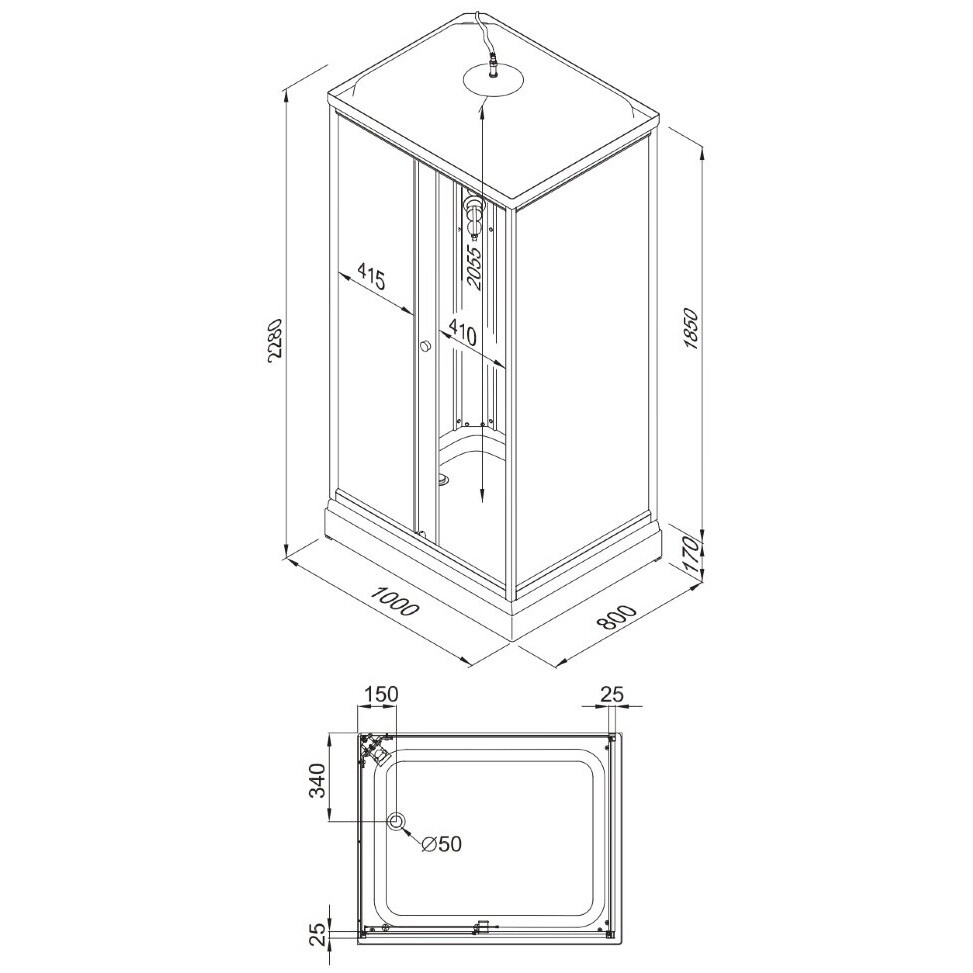 Душевая кабина прямоугольная с низким поддоном 80х100 см белые полосы Triton "Квадро А" Щ0000045506 - изображение 13
