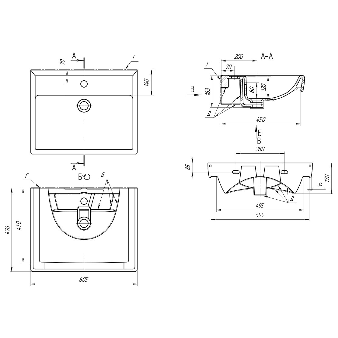 Умывальник мебельный белый Dreja Q60 191638 - изображение 4