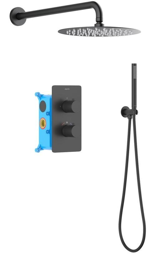 Душевой комплект встраиваемый с верхним душем черный Aquatek &quot;Европа&quot; AQ1376MB