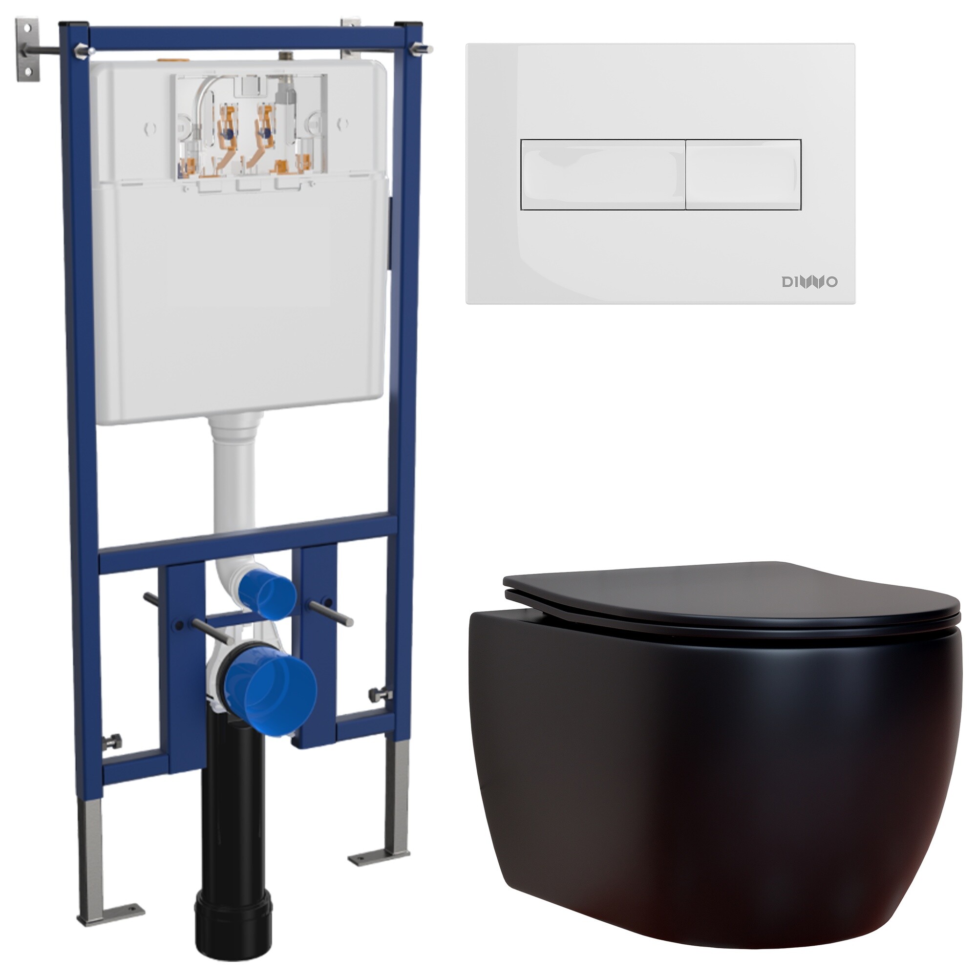 Унитаз подвесной Ceramicanova Play CN3001MB с инсталляцией Diwo 4501, с кнопкой белой 7320