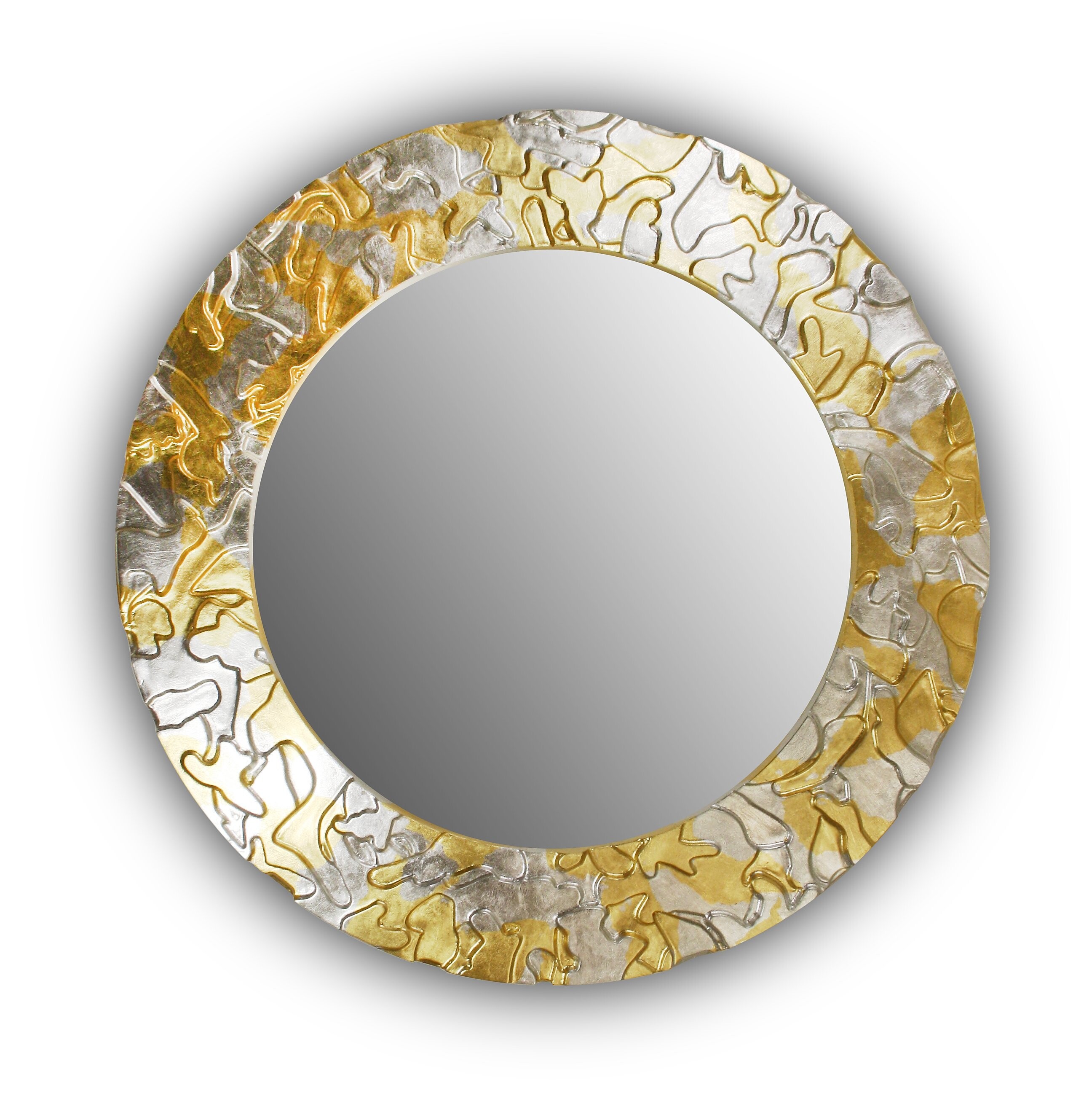 Зеркало круглое настенное золото с серебром FASHION CAMOUFLAGE