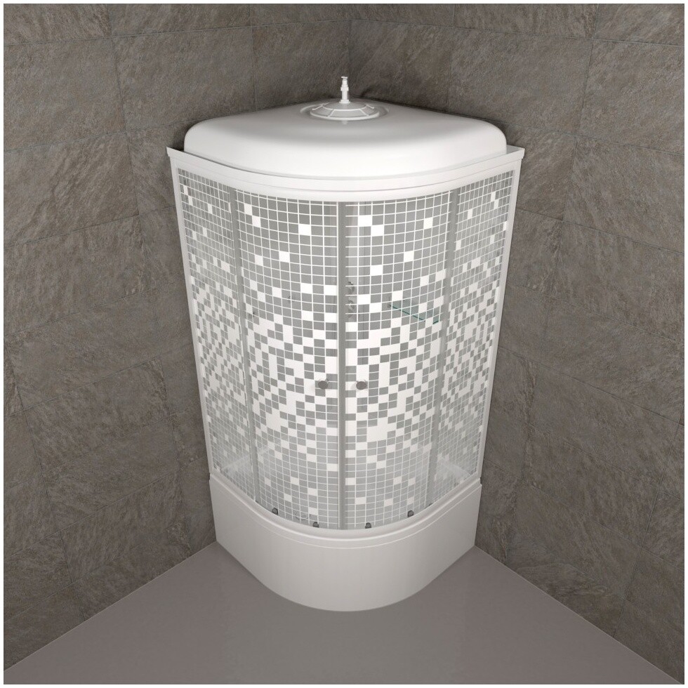 Душевая кабина четверть круга с высоким поддоном 90х90 см белая Triton "Мозаика Б" Щ0000061834 - изображение 13