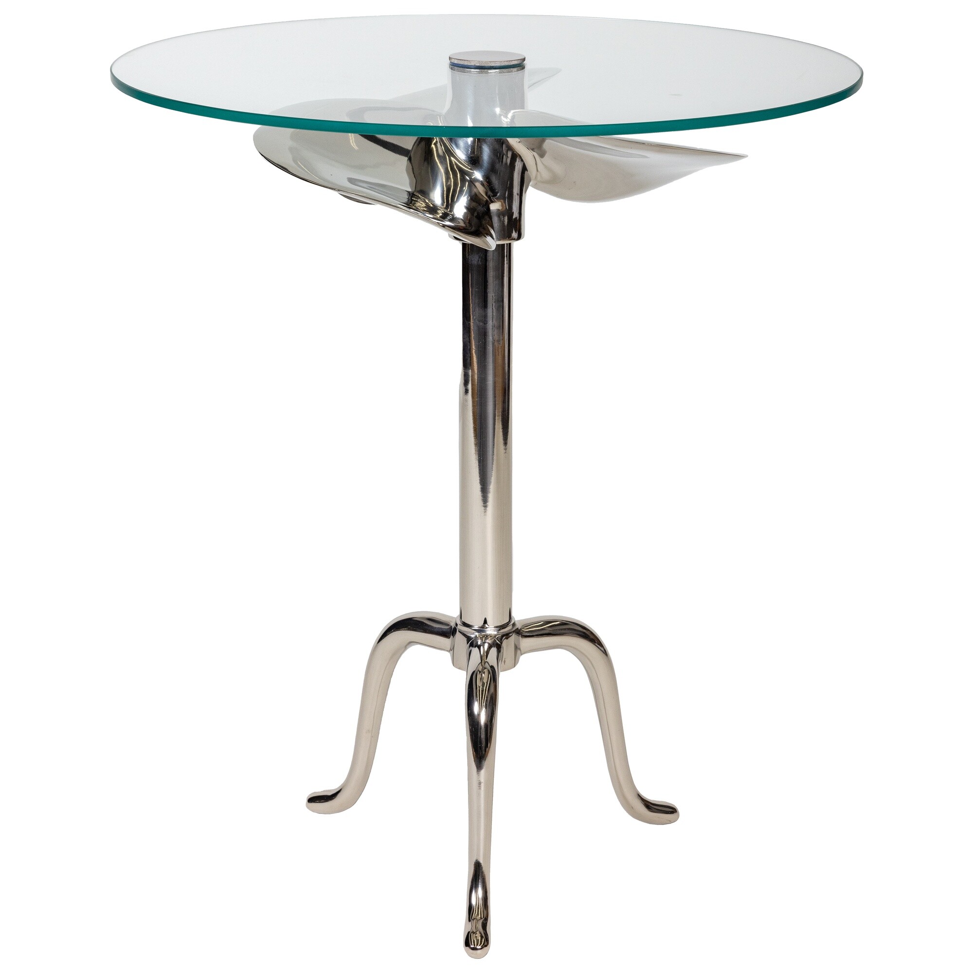 Столик кофейный со стеклянной столешницей серебряный &quot;Пропеллер 1&quot; SH01-M101-19