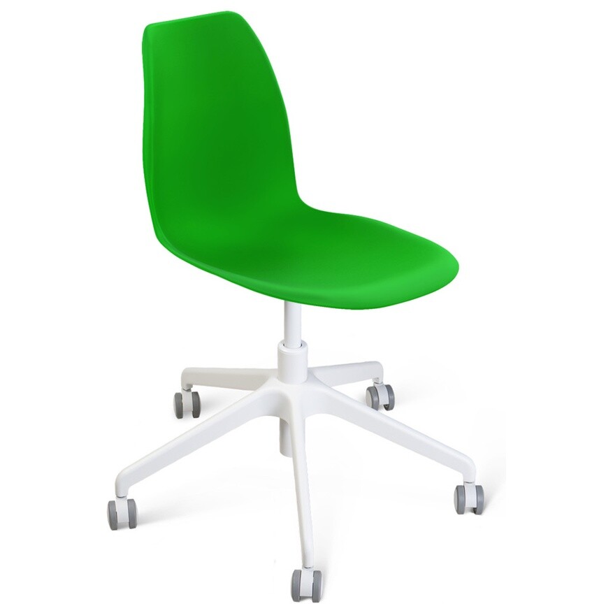 Кресло пластиковое на колесиках зеленое, белое SHT-ST29-S154