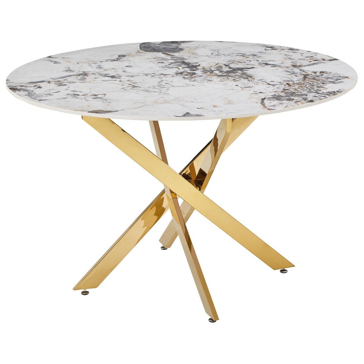 Обеденный стол круглый с керамической столешницей 120 см белый мрамор, золото &quot;Элис&quot; DT-2850casa