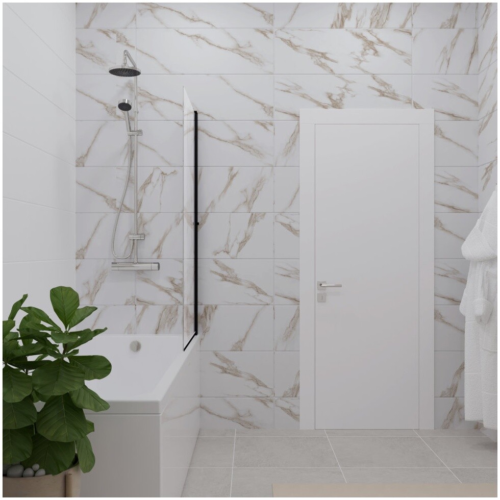 Штора на ванну фиксированная стеклянная 75х140 см черная "Соло-Блэк" Triton Щ0000051154 - изображение 5