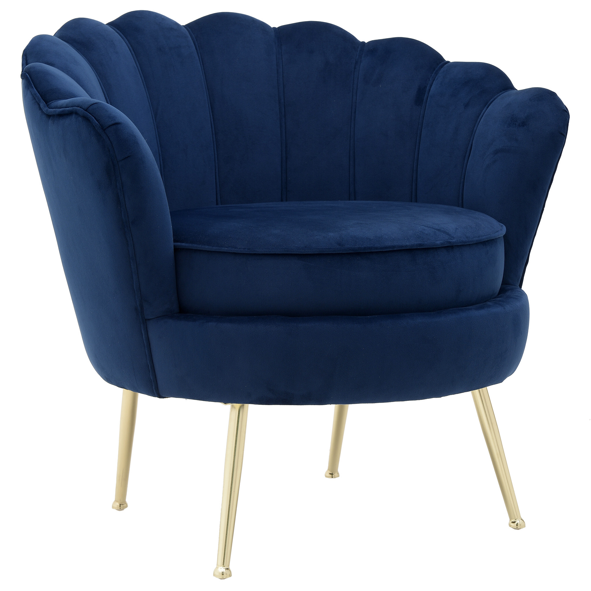 Кресло с мягкими подлокотниками на золотых ножках синее To4rooms