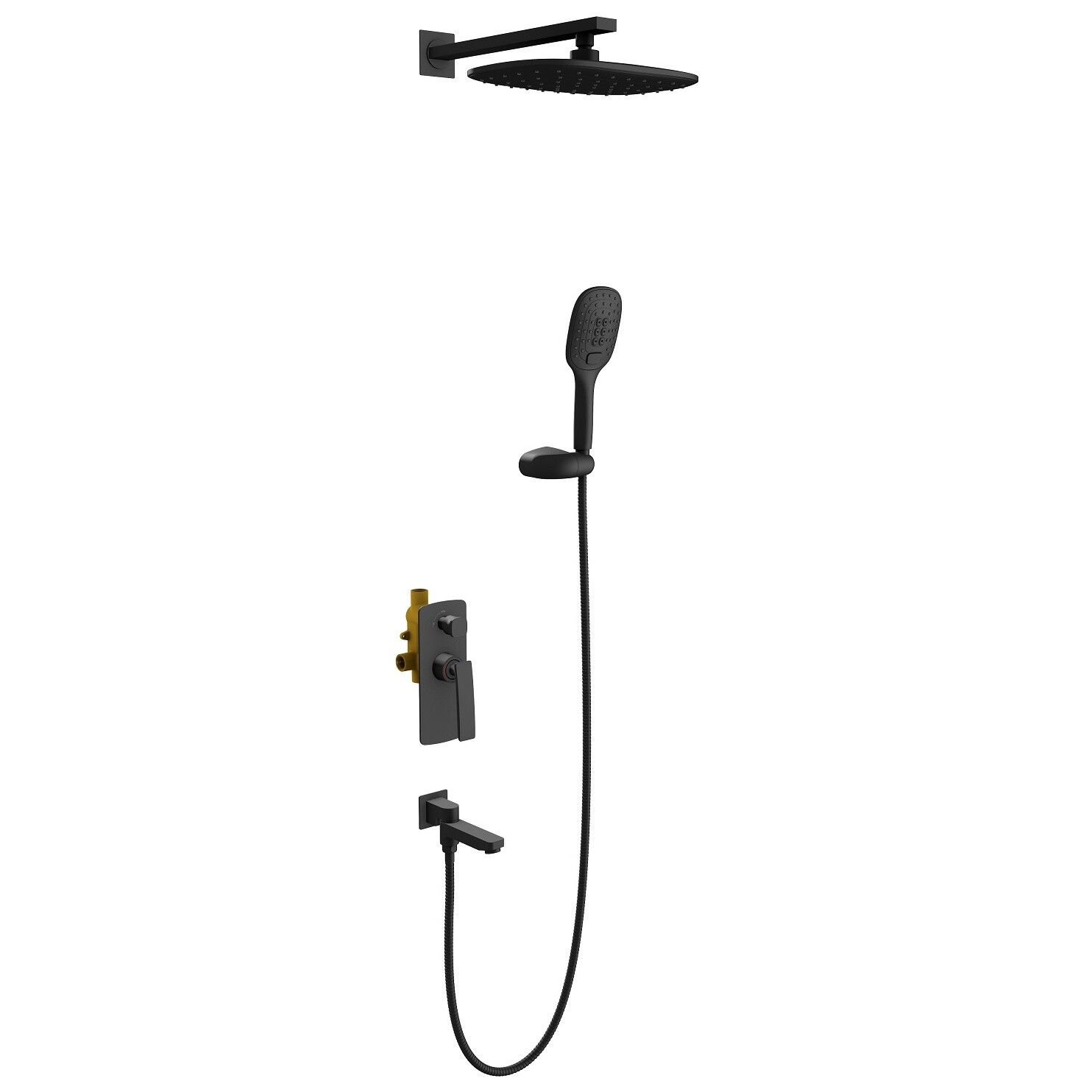 Душевой комплект встроенный с тропическим душем черный Timo Helmi SX-4099-03SM