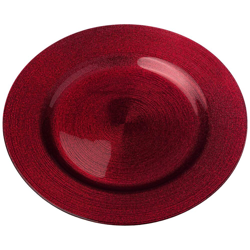Тарелка стеклянная красная 28 см Miracle Red Shiny