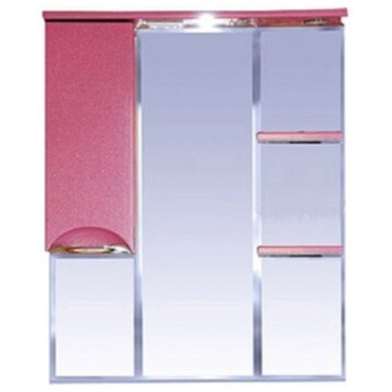 Зеркало настенное со шкафом и подсветкой левое розовое &quot;Жасмин-85&quot;