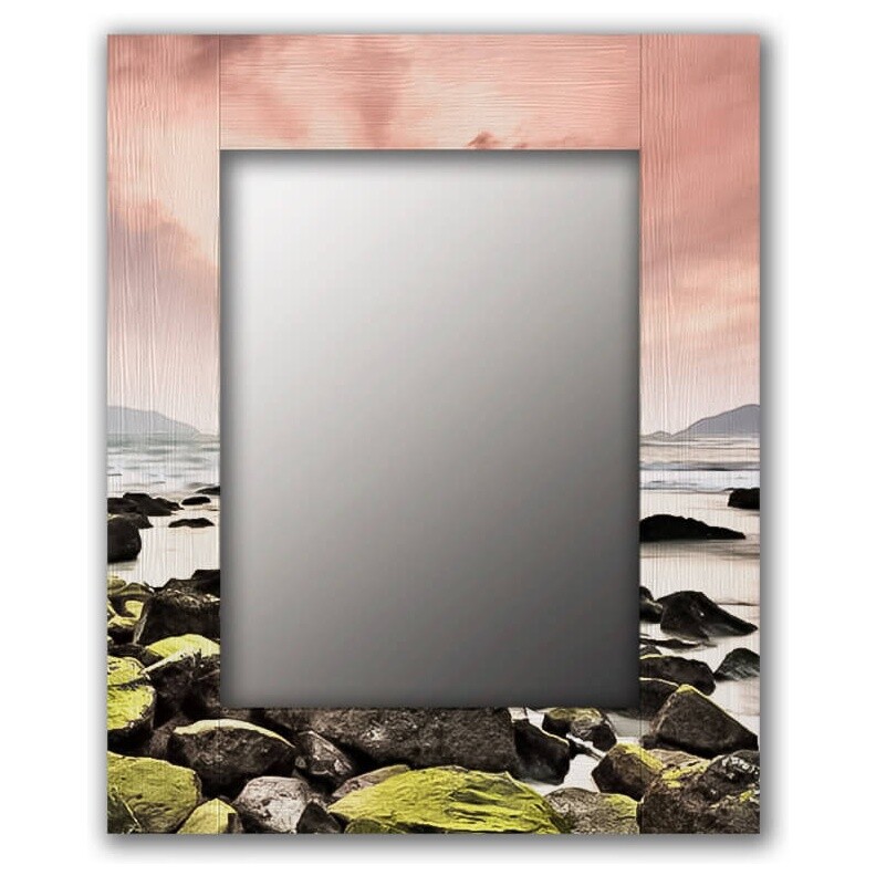 Зеркало настенное прямоугольное 50х65 см розовое &quot;Морской закат&quot;