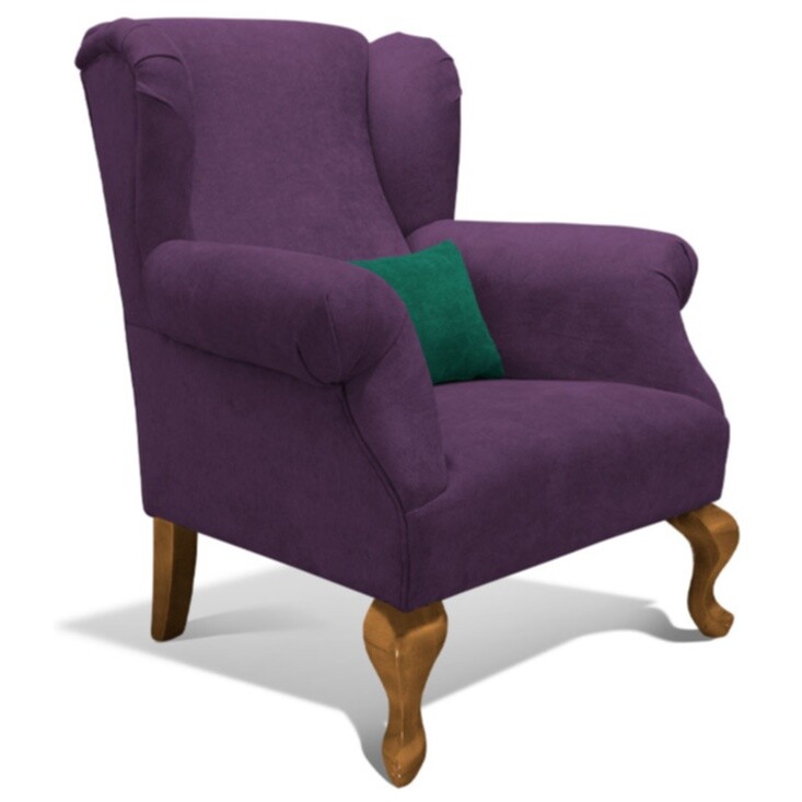 Кресло мягкое с ушами фиолетовое, ножки черешня &quot;Шоттэ&quot;