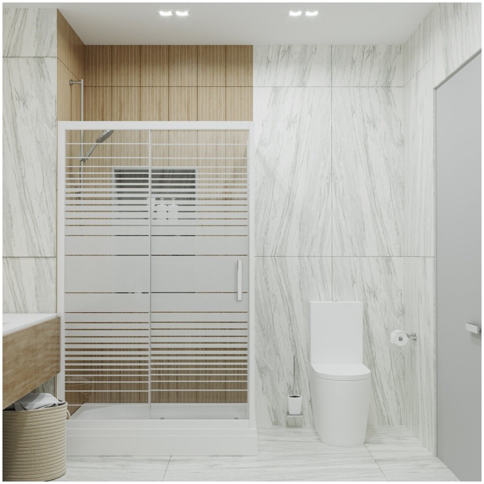 Душевой уголок прямоугольный с низким поддоном 80х120 см белые полосы Triton "Фьюжн А" Щ0000038524 - изображение 7