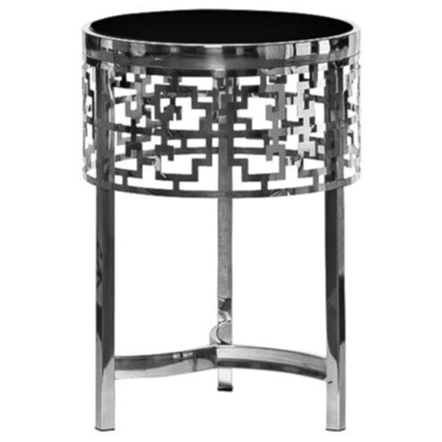 Приставной столик круглый серебро резной 35 см Attraction