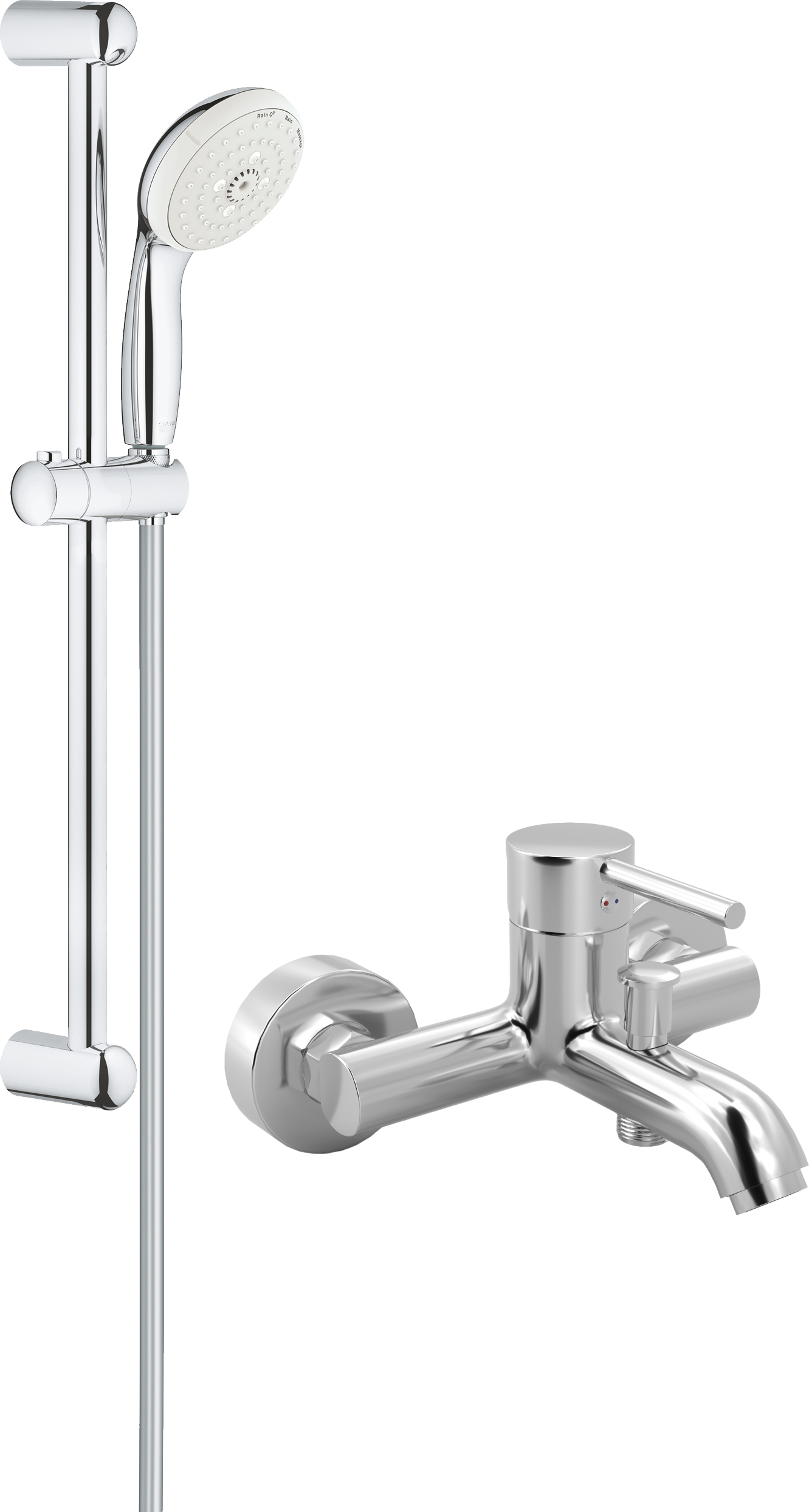 Душевой комплект со смесителем для ванны хром Mega Didim MG-CM103 Grohe Tempesta New 27794001