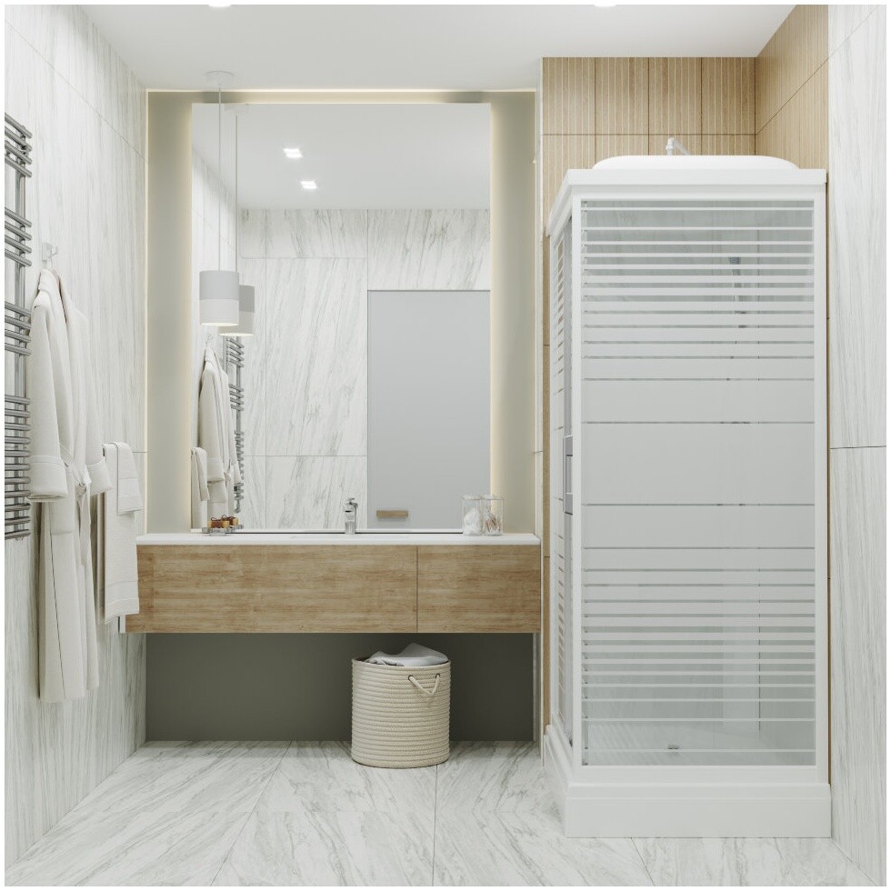 Душевая кабина прямоугольная с низким поддоном 80х120 см белые полосы Triton "Квадро А" Щ0000045508 - изображение 5