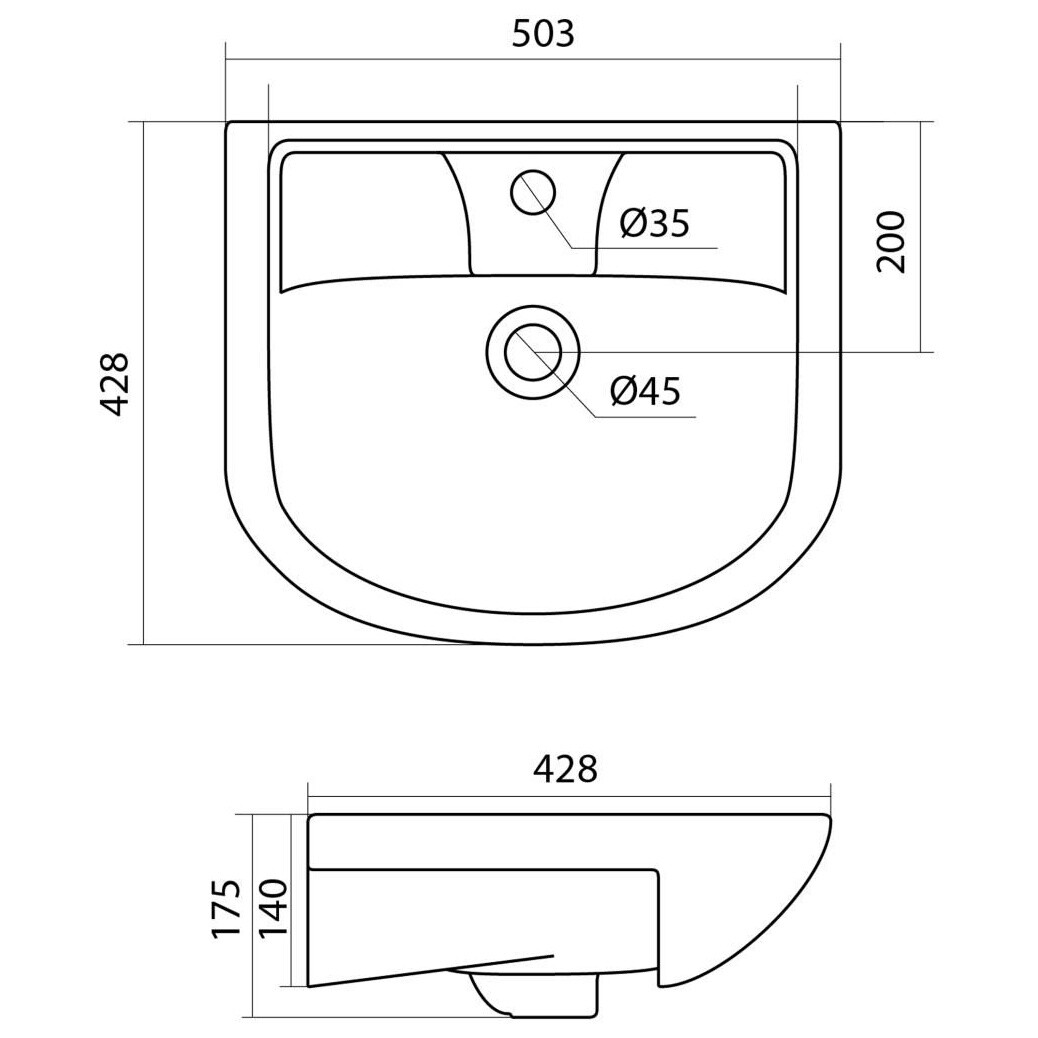 Раковина накладная фарфоровая полукруглая 43х50 см белая Santek "Ладога" 1.WH11.0.256 - изображение 4