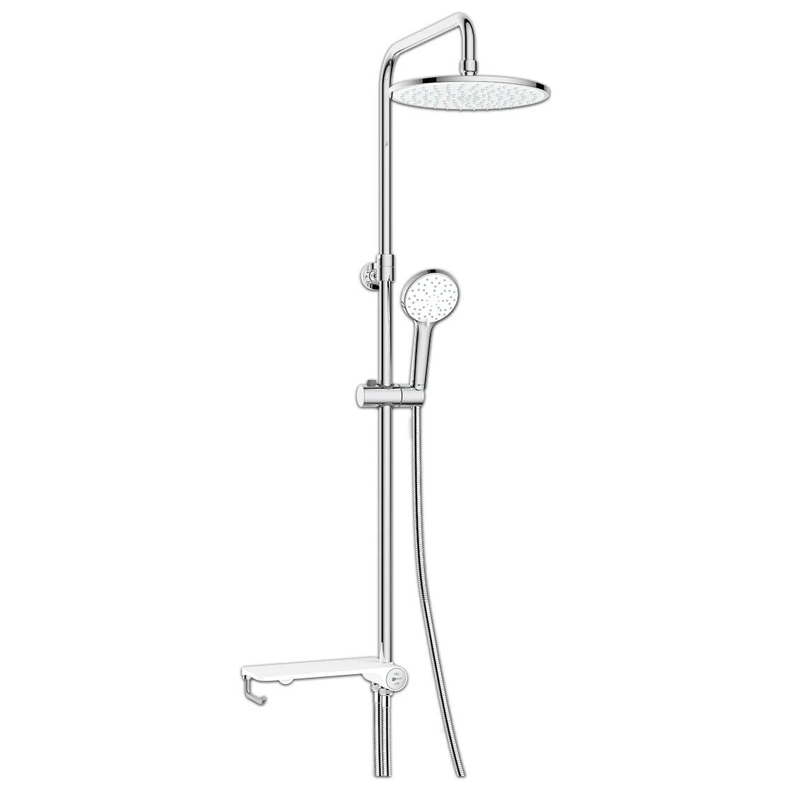 Душевая стойка с верхним душем с держателем и полкой хром Lemark LM8810C