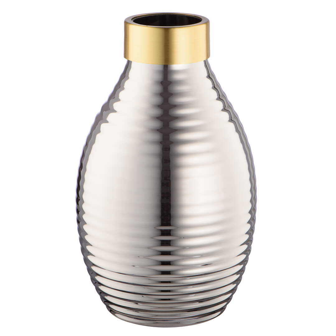 Декоративная ваза из цветного стекла с золотым напылением 24 см серая &quot;Вещицы&quot;