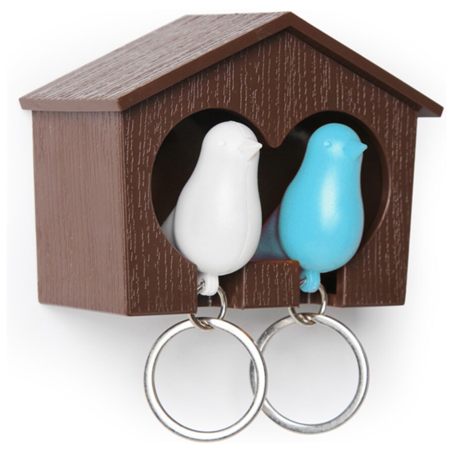 Держатель для ключей коричневый, белый, голубой Duo Sparrow