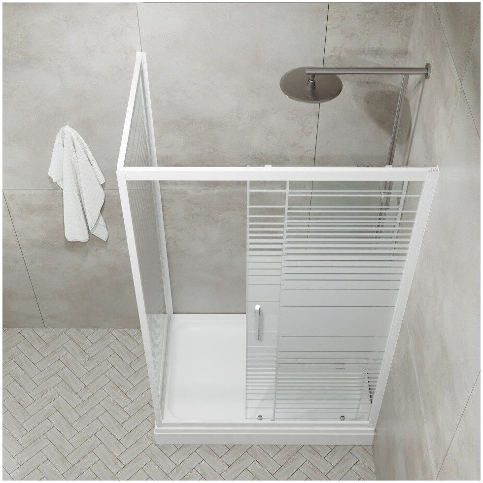Душевой уголок прямоугольный с низким поддоном 80х120 см белые полосы Triton "Фьюжн А" Щ0000038524 - изображение 6