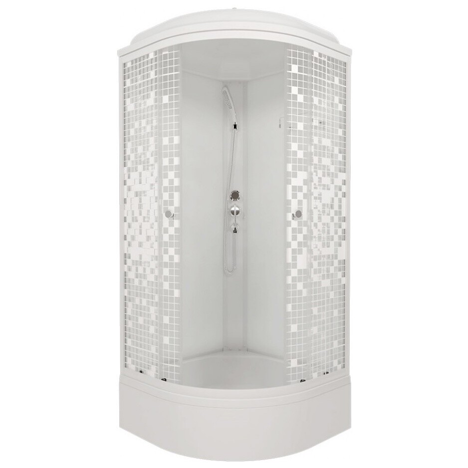 Душевая кабина четверть круга со средним поддоном 100х100 см белая Triton "Мозаика В" Щ0000061822 - изображение 4