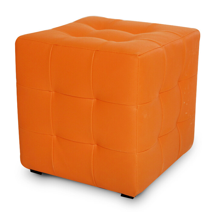 Мягкий пуф куб из экокожи оранжевый &quot;Лотос&quot;