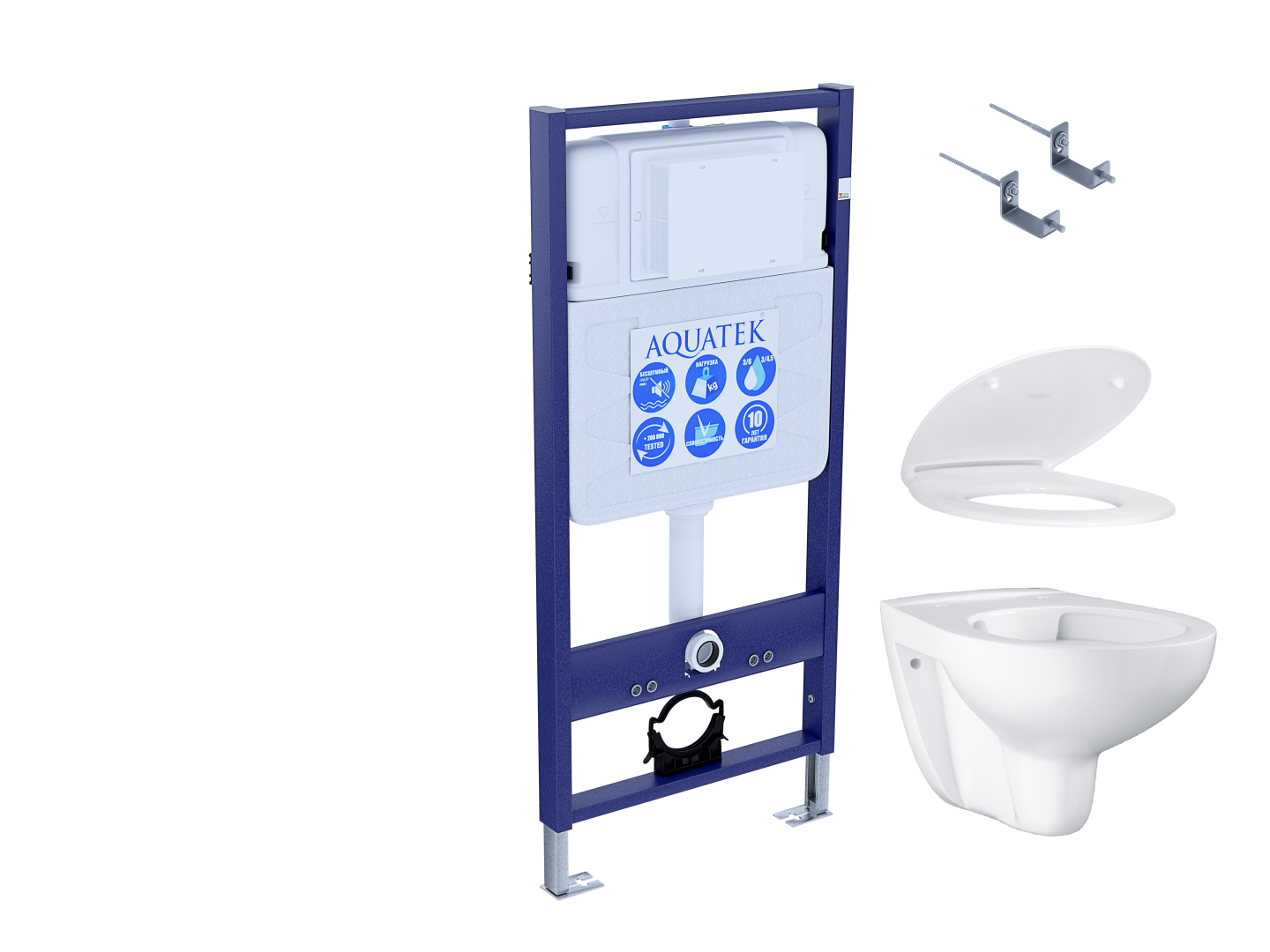 Унитаз подвесной белый Grohe Bau Ceramic 39427000 с инсталляцией Aquatek INS-0000012