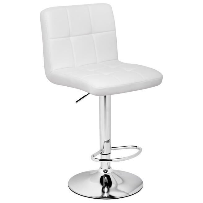 Барный стул с регулируемым сиденьем белый, хром Paskal
