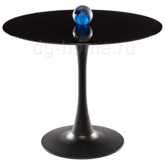 Обеденный стол стеклянный черный 89 см Tulip