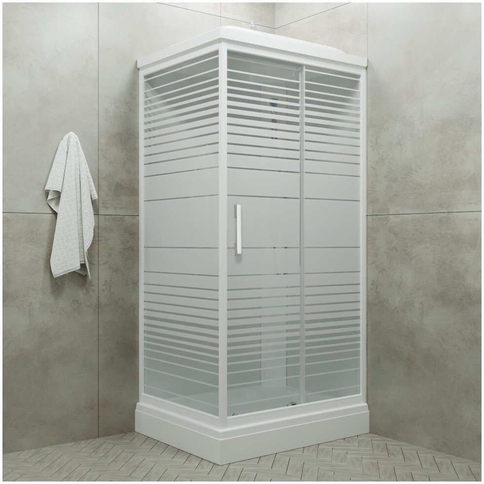 Душевая кабина прямоугольная с низким поддоном 80х100 см белые полосы Triton "Квадро А" Щ0000045506 - изображение 4