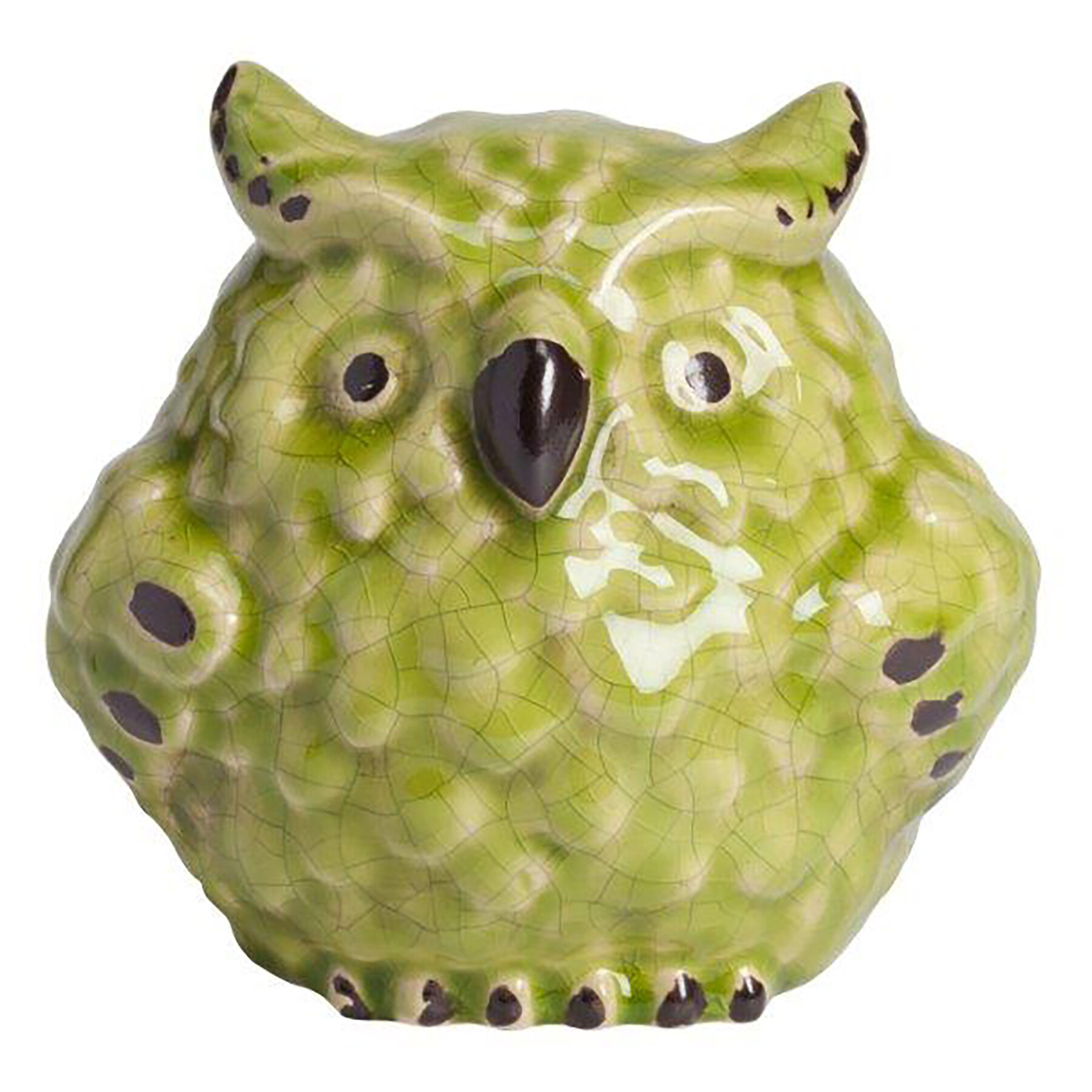 Статуэтка декоративная керамическая 13х15 см зеленая Giovane Grande Owl