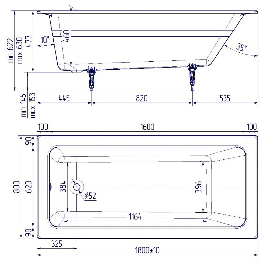 Ванна чугунная 180х80 см белая Creto Strong 25-1180 - изображение 10