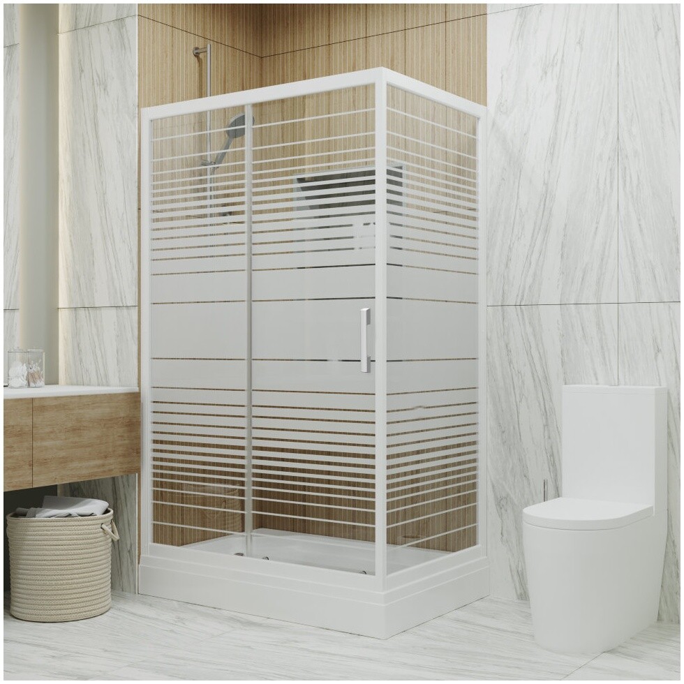 Душевой уголок прямоугольный с низким поддоном 80х100 см белые полосы Triton "Фьюжн А" Щ0000045120 - изображение 4