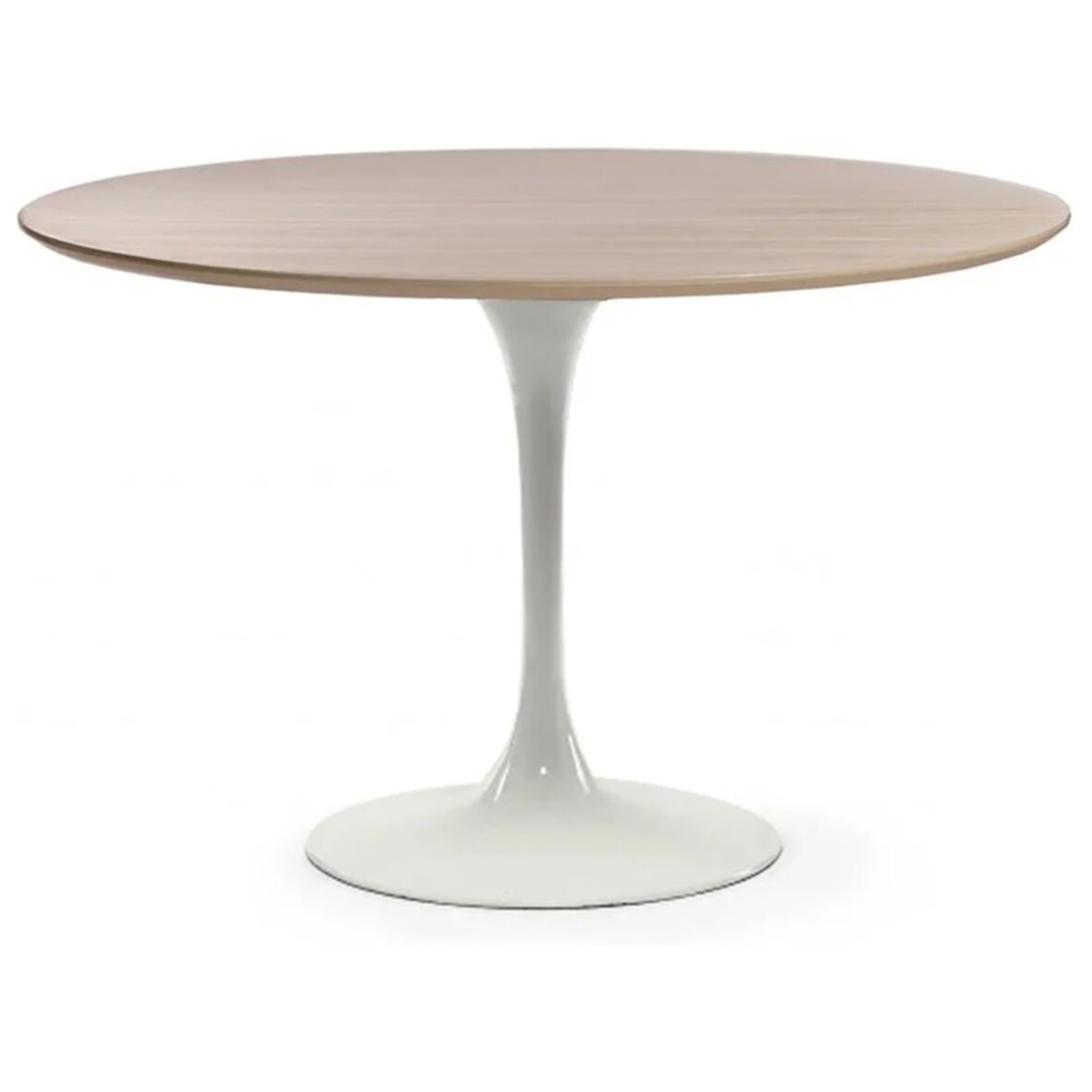 Обеденный стол круглый бук с белой глянцевой ножкой 120 см Apriori T
