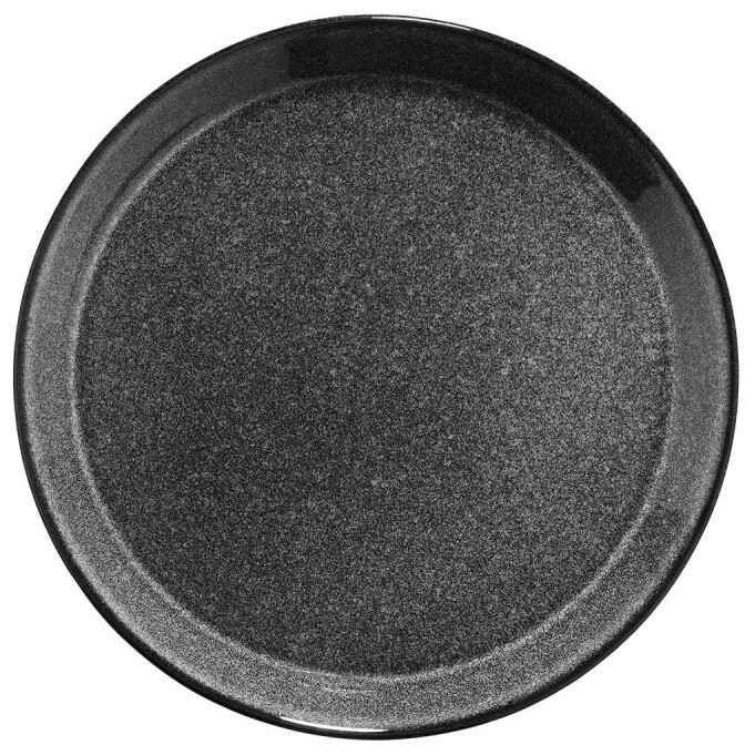 Тарелка с бортом фарфоровая круглая 20 см черная Forza