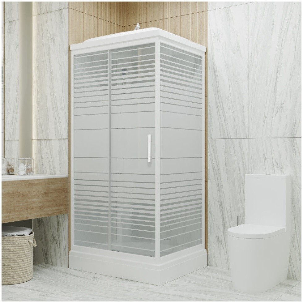 Душевая кабина прямоугольная с низким поддоном 80х120 см белые полосы Triton "Квадро А" Щ0000045508 - изображение 4