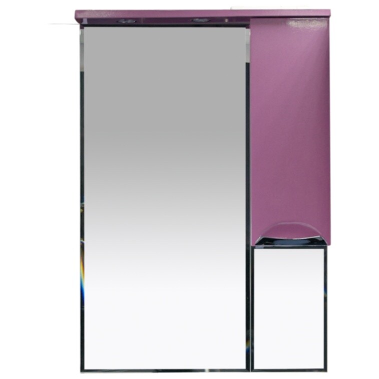 Зеркало настенное со шкафом и подсветкой правое розовое &quot;Жасмин-65&quot;