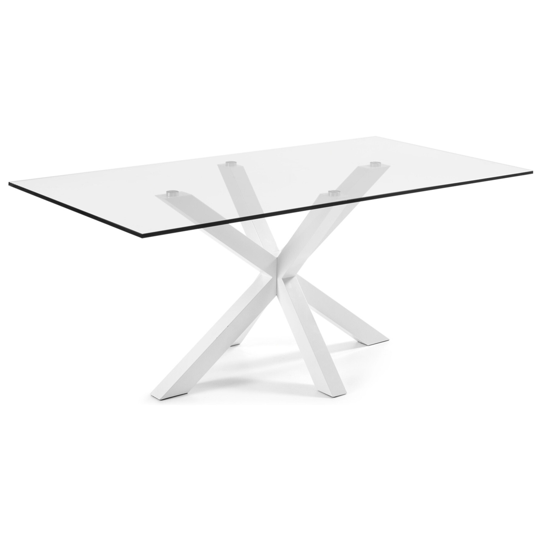 Обеденный стол стеклянный с белыми ножками 200 см Arya от La Forma