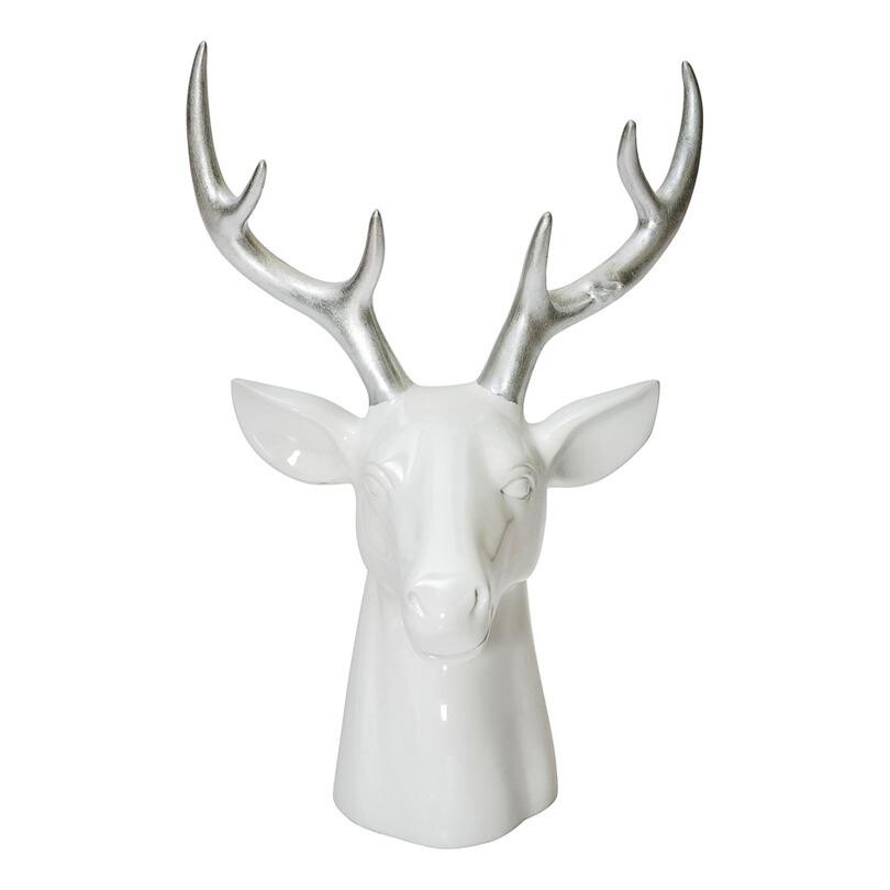 Статуэтка декоративная керамическая 44 см белая &quot;Северный олень&quot;