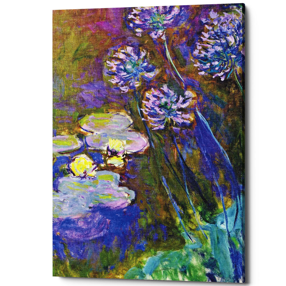 Картина на холсте 50х75 см разноцветная &quot;Водяные лилии и агапантус&quot;