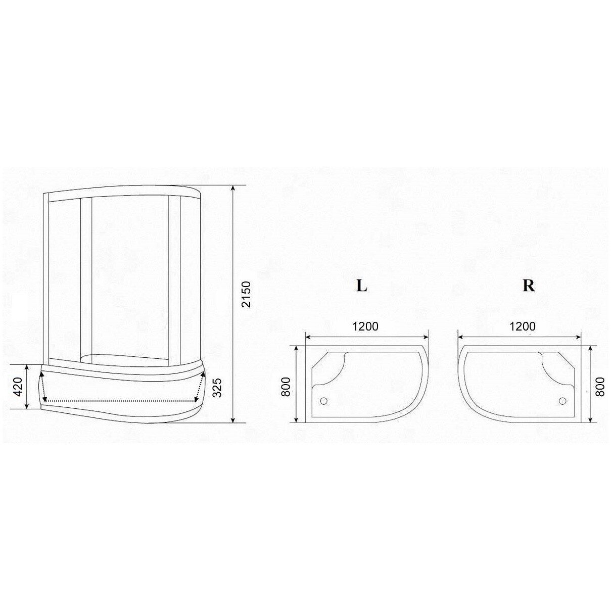 Душевая кабина ассиметричная левая с высоким поддоном 80х120 см белая, черная Parly EC1221L - изображение 4