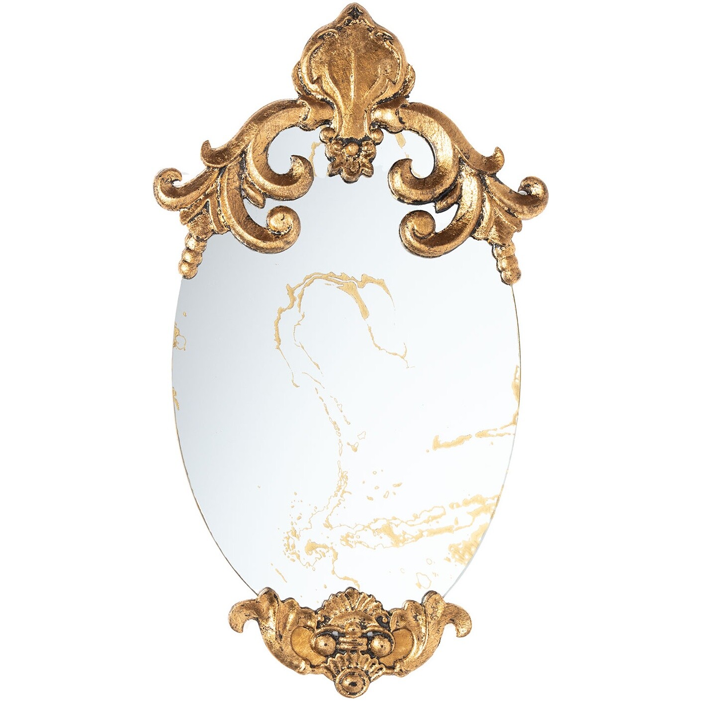Зеркало настенное овальное в фигурной раме 30x52см золото Glasar