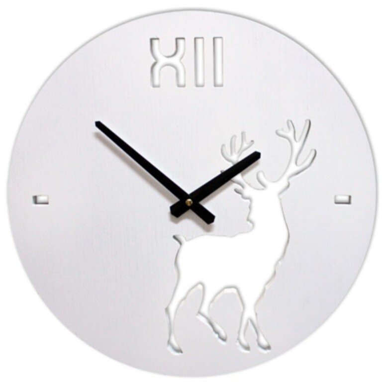 Часы настенные белые CL-40-1,3-White-Deer