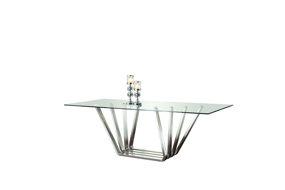 Обеденный стол стеклянный с основанием хром 180 см Giardino