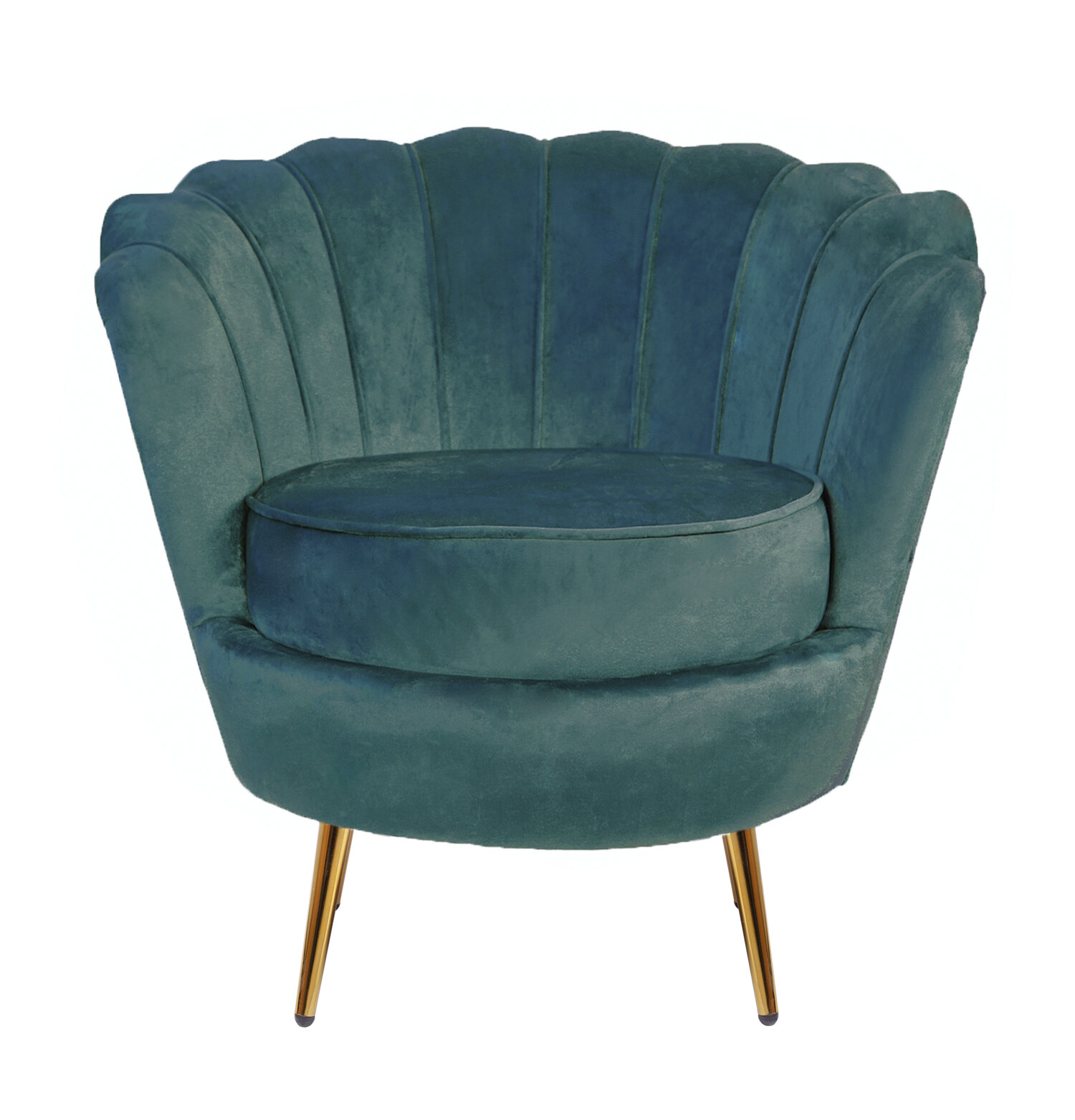 Кресло мягкое с металлическими ножками сине-зеленое Pearl Marine